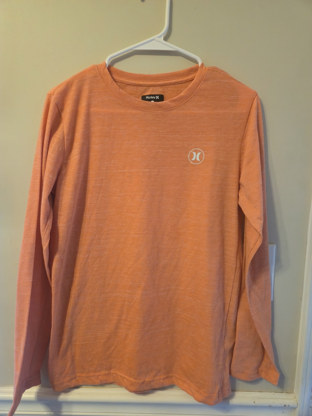 Hurley Boy's Long Sleeve Crew Tee - Coral Orange Heathered